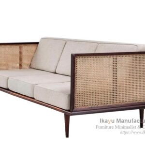 Sofa Tamu Rotan Minimalis 3 Dudukan Busa Tebal