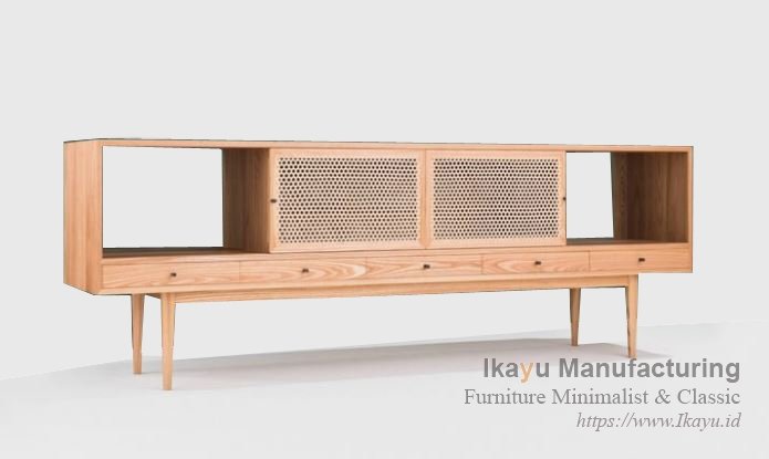 Kabinet TV Rotan Minimalis Kayu Sungkai