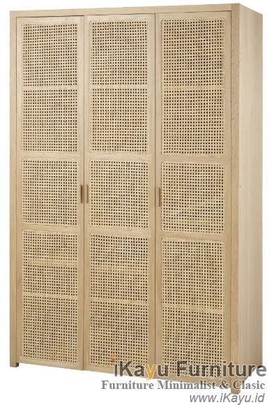 Lemari Pakaian Rotan Minimalis 3 Pintu Sumo