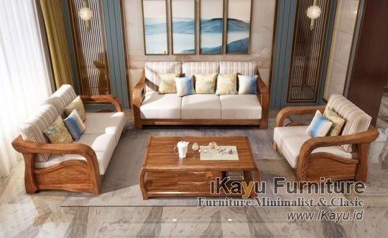 Kursi Tamu Minimalis Kayu Jati Liman Empuk