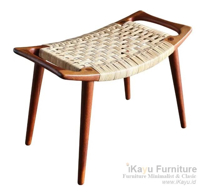 Stool Rotan Kayu Jati Hans J wegner Replika