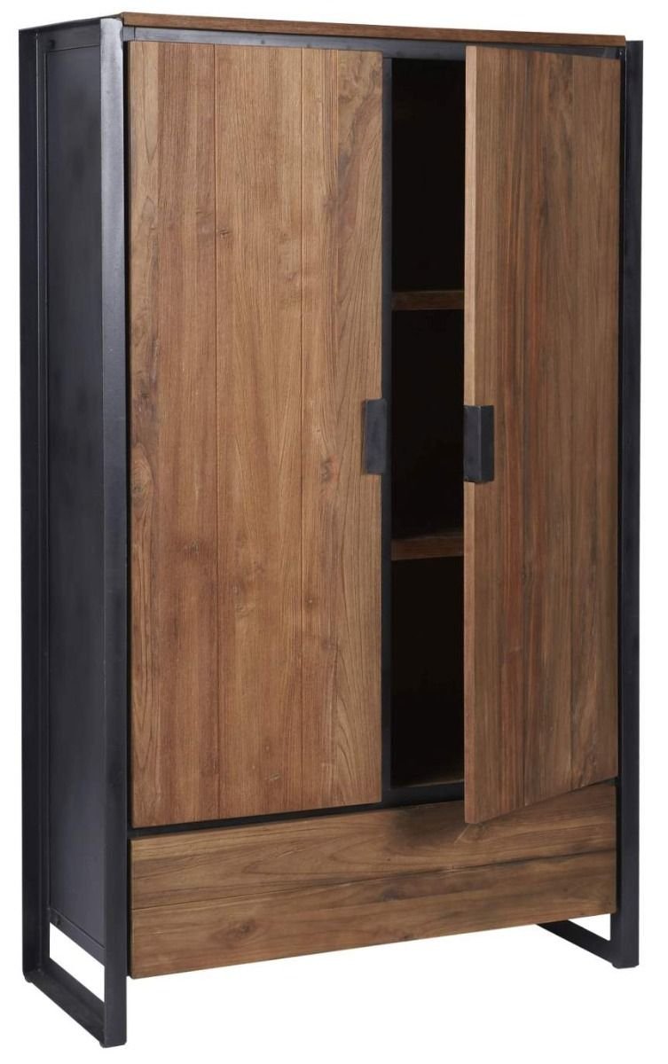 Lemari Pakaian Industrial 2 Pintu Kayu Jati