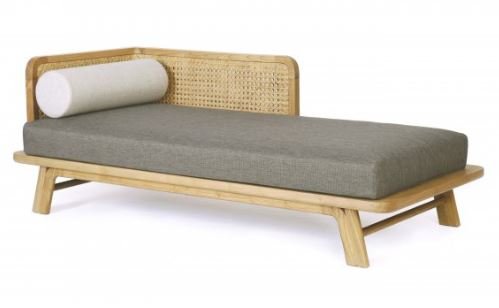 Daybed Minimalis Kayu Sungkai Kombinasi Rotan