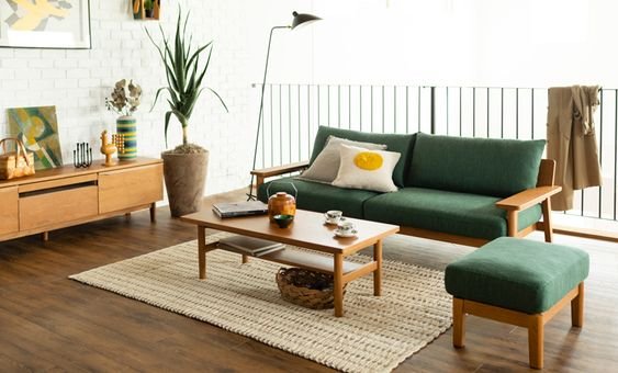 Sofa Set Minimalis Okiku Kayu Sungkai Natural Finish