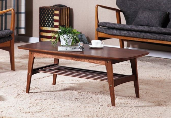 Meja Tamu Minimalis Andia Walnut Finish