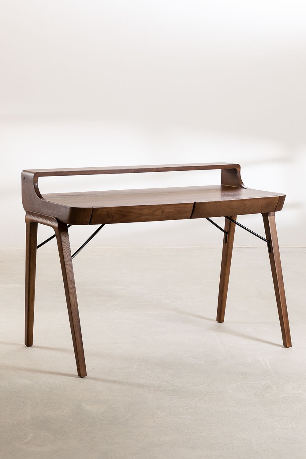 Meja Kantor Minimalis Bogo Kayu Jati Finish Walnut