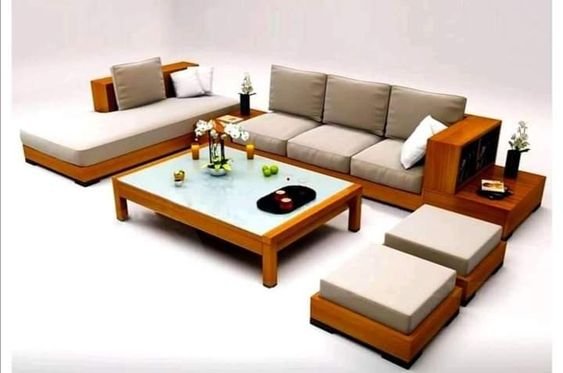 Kursi Tamu U Shape Kayu Jati iKayu Natural Walnut Finish