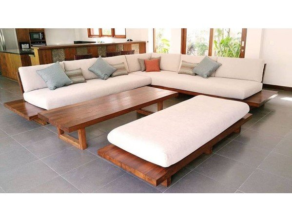 Kursi Tamu Sofa Set Minimalis iKayu Natural Walnut Finish