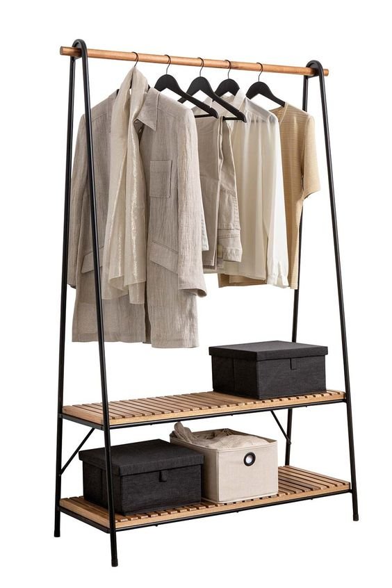 Lemari Pakaian Industrial Terbuka iKayu Industrial Wadrobe Open Hanger