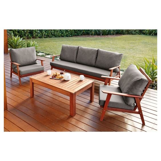 Kursi Tamu Sofa 3 Seater Minimalis iKayu Natural Walnut Finish