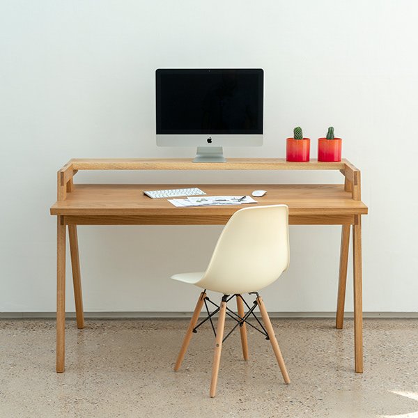 Meja Kantor Minimalis Kayu Jati iKayu Bleaching Finish
