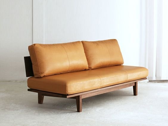 Sofa Minimalis Reona Kayu Jati iKayu Natural Walnut Finish
