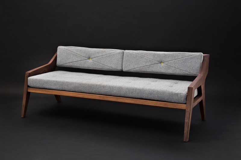 Sofa Minimalis Greyni Series Kayu iKayu Natural Walnut Finish
