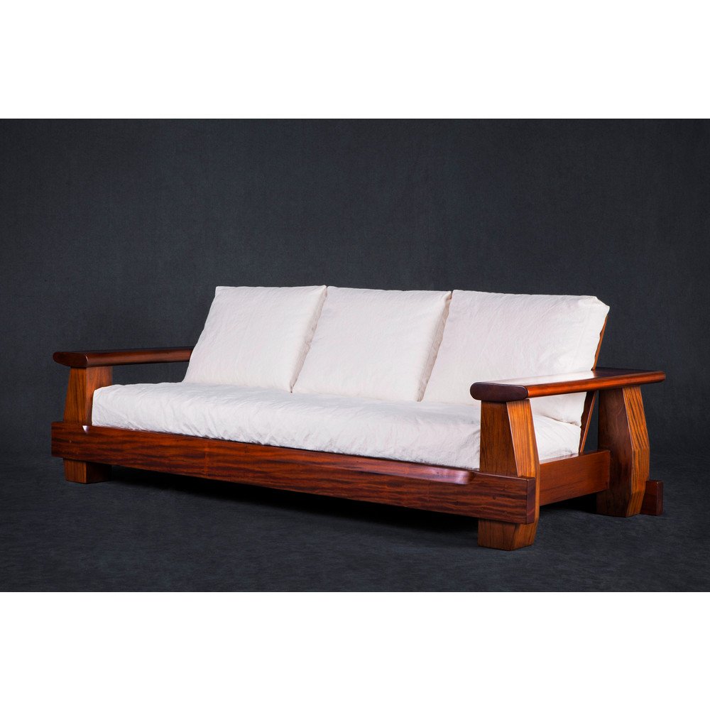 Sofa Bangku Minimalis Bench iKayu Natural Walnut Finish