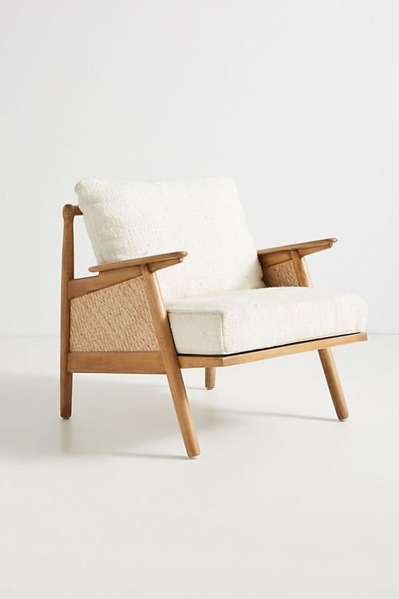 Kursi Tamu Minimalis Mix Rotan iKayu Finishng Natural Walnut
