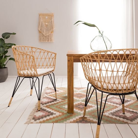 Kursi Meja Tamu set Rotan Jati Minimalis iKayu Finishing Natural