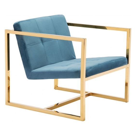 iKayu Armchair Minimalis Blue Kayu Jati Finishing Natural Wood