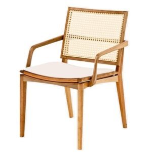 Armchair Kursi Santai Minimalis Rotan Jati Finishing Natural Walnut