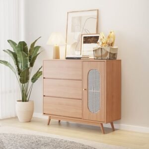Buffet Bedside Minimalis iKayu Natural Walnut Finish