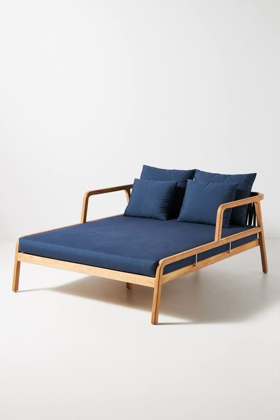 iKayu Sofa Daybed Minimalis Kayu Jati Natural Wood Finish