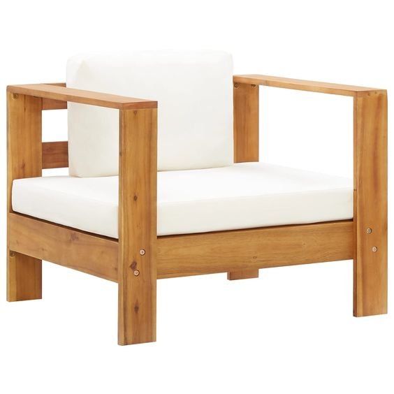 Armchair Kursi Sofa Koarel Minimalis Jati iKayu Finishing Natural Walnut