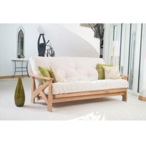 Armchair Sofa Kaizena Minimalis Jati iKayu Finishing Natural Wood