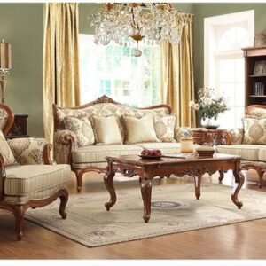 Sofa Tamu Klasik Mewah Kayu Jati Finishing Walnut