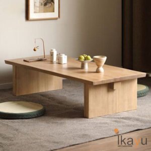 Meja Tamu Minimalis Kayu Sungkai Natural Finish