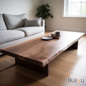 Meja Tamu Minimalis Kayu Jati Japandi Walnut