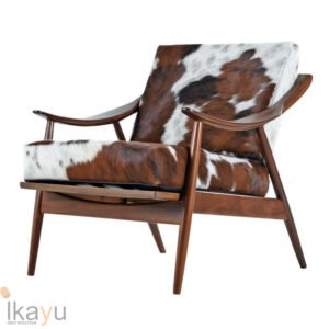 Armchair Cowhide Minimalis Rangka Kayu Jati