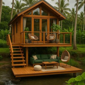 Villa Kayu Minimalis Panggung 1 Kamar Tidur