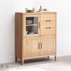 Kabinet Kayu Sungkai Desain Japandi