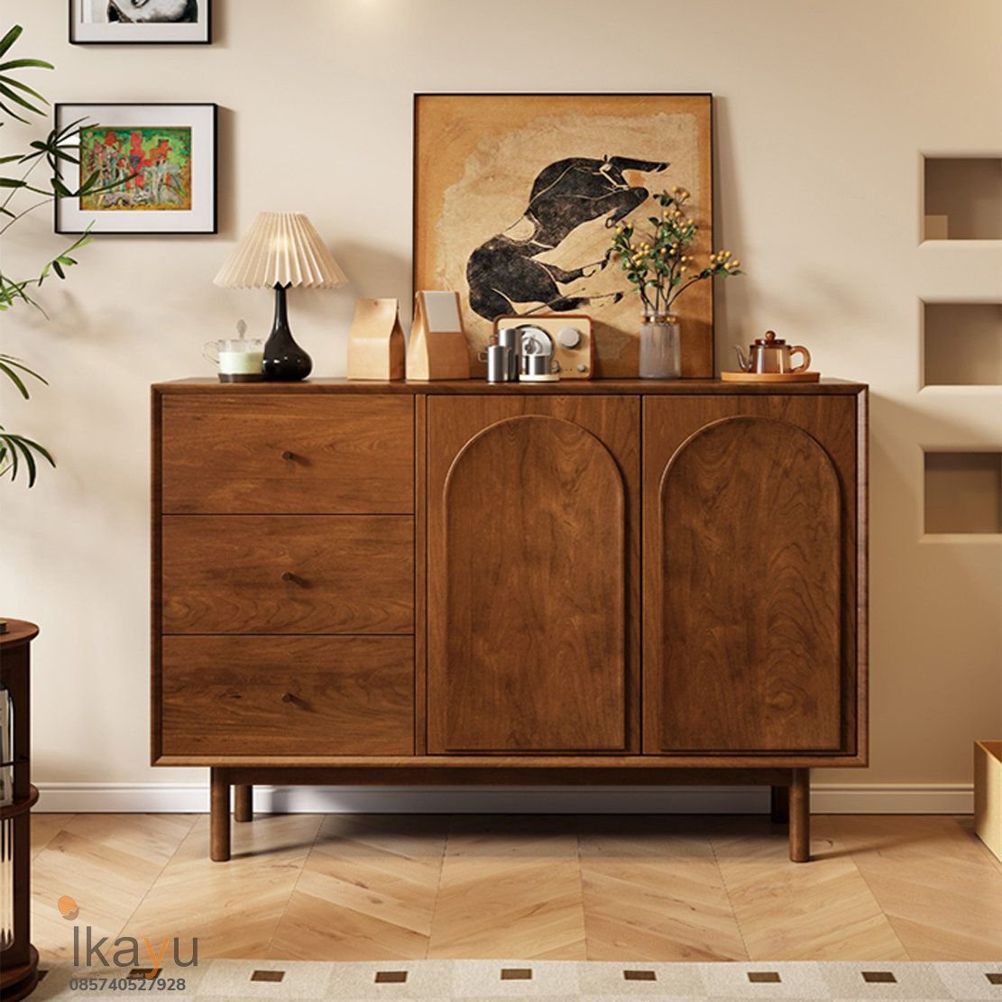 Kabinet Jati Retro Modern dengan Aksen Pintu Lengkung (Arch) - Ikayu.id Kabinet Jati Retro Modern dengan Aksen Pintu Lengkung (Arch) - Ikayu.id