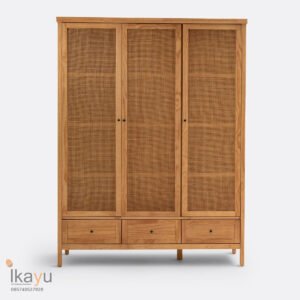 Lemari Pakaian Rotan 3 Pintu Ikayu: Sentuhan Alam untuk Kamar Modern